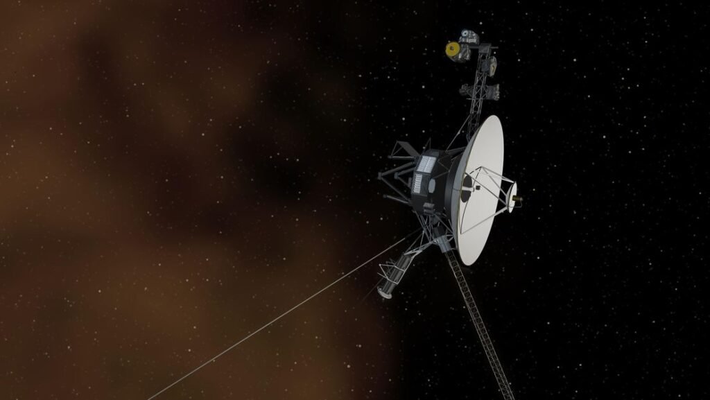 An artist's impression depicts NASA's Voyager 1 spacecraft entering interstellar space, or the space between stars.